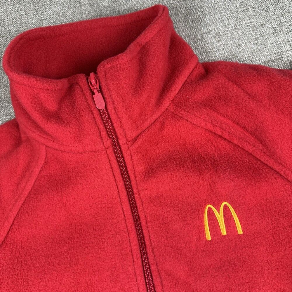 McDonalds Employee Red Fleece Jacket Womens Ladies M Embroidered Arches McDs